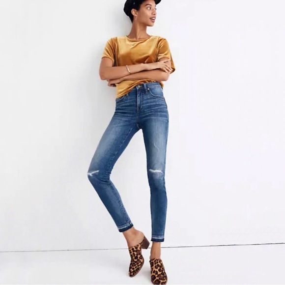 Madewell 9" High Rise Skinny Jeans Released Raw Hem - Picture 1 of 8
